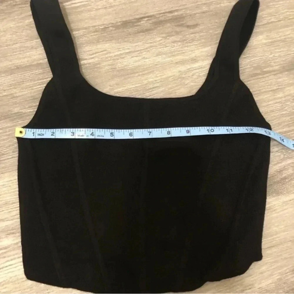 Aritzia Wilfred Natalie knit ribbed Square Neck bustier top in Black size L - Picture 3 of 8